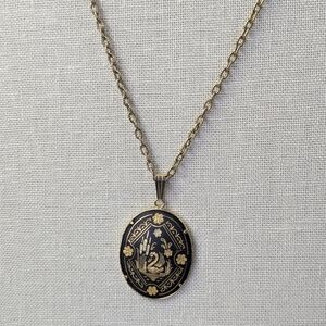 Damascene Swan Pendant Necklace